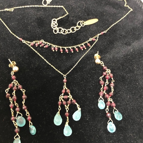 Semi precious stones hand made Wendy Mink necklace & earrings - Picture 2 of 15